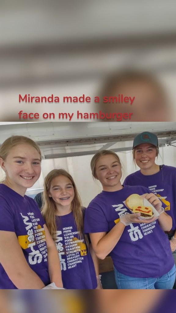 Miranda made a smiley face on my hamburger